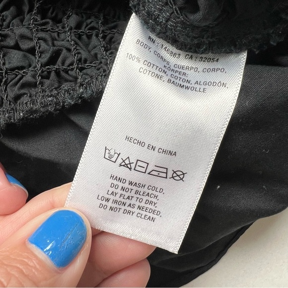 Mare Mare black top blouse shirred peplum bows ties Anthropologie Anthro - Picture 5 of 7